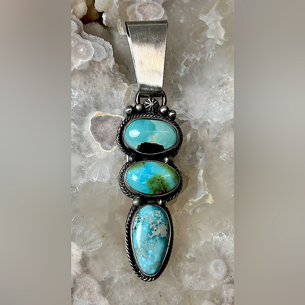 NWT Marie Tsosie Navajo Handmade Royston Turquoise 925 Pendant
